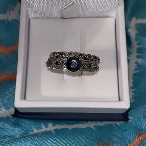 10k White Gold- 1 3/8 Black Diamond Wedding Set
